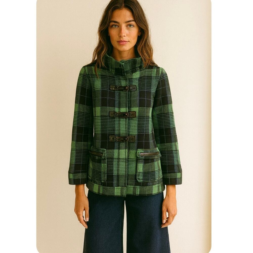 525 America Green Plaid Heritage Preppy Peacoat Hooded Size Large